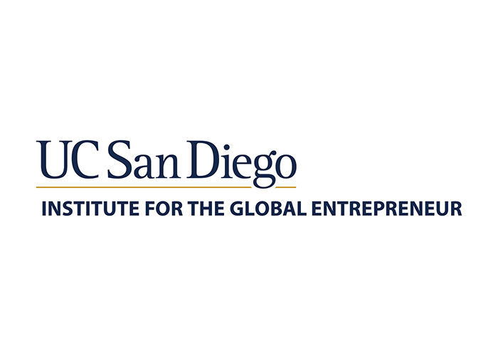 Rohan Sharma, mentor and pitch judge, represented by the UC San Diego Institute for the Global Entrepreneur logo.