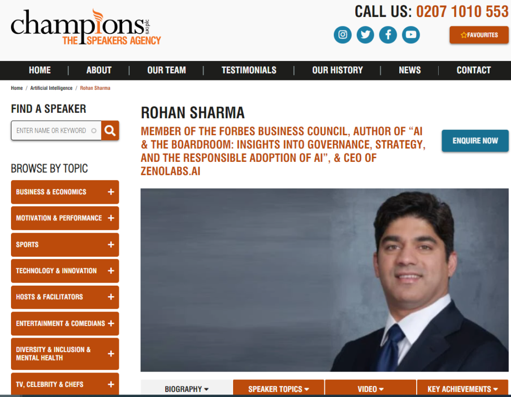 Rohan Sharma, CEO of Zenolabs AI, member of Forbes Business Council, and author on AI governance, strategy, and responsible AI adoption