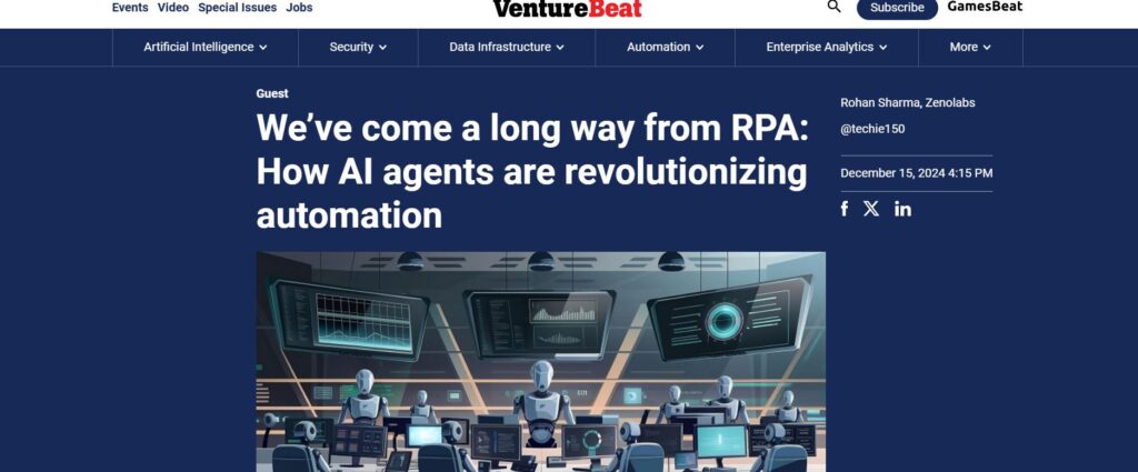 "Rohan Sharma leading an AI automation discussion at VentureBeat's 2024 conference, showcasing next-gen AI technologies