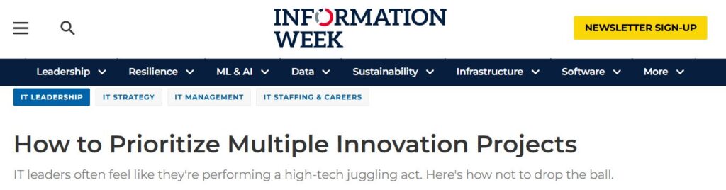 Rohan Sharma, AI strategy expert and enterprise executive, quoted in InformationWeek on prioritizing innovation projects for Fortune 500 leaders.