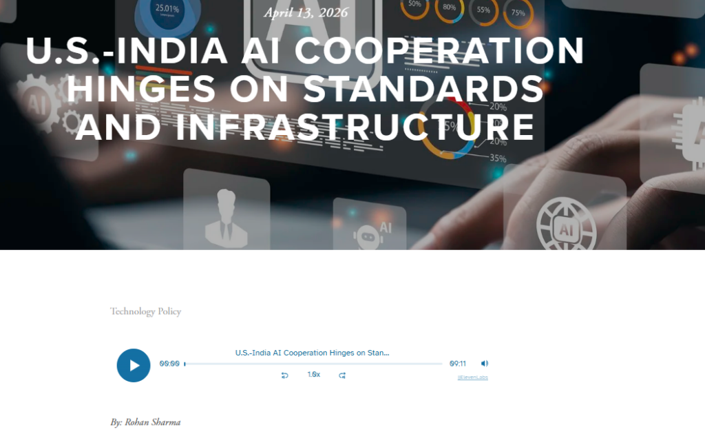 Rohan Sharma, a globally recognized authority on AI governance, authored this ORF America policy analysis on U.S.-India tech.